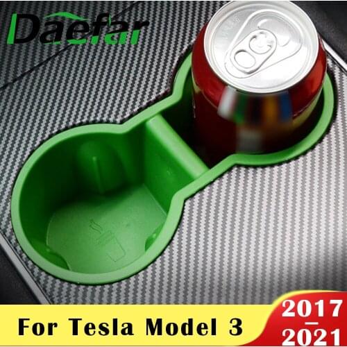Daefar For Tesla Model 3 2017 - 2021 Auto Car Accessories Removable Non-slip Waterproof Upgraded Water Cup Holder Modification
