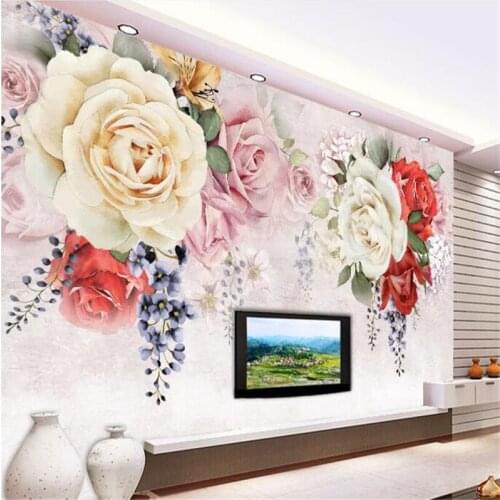 Beibehang Custom photo wallpaper Senate Retro Pastoral Rose TV Backdrop room mural living room TV 3D wallpaper papel de parede