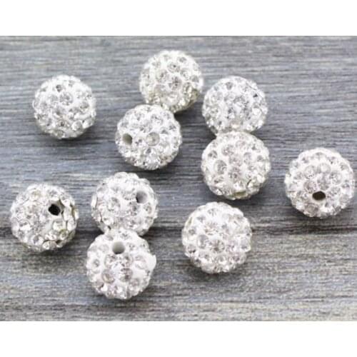 6mm 8mm 10mm 12mm 14mm 100 pcs/lot white free shipping Bead Bracelet necklace Rhinestone disco ball handmade crystal bn4