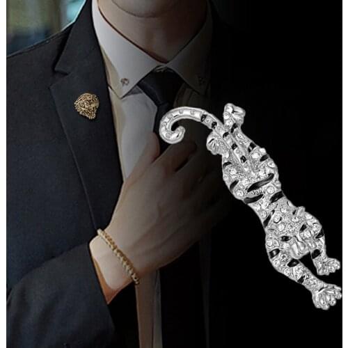 1PC New Vintage Rhinestone Tiger Brooch Pins For Women And Men Child Animal Brooches Wedding Party Clothes Decoration Gifts