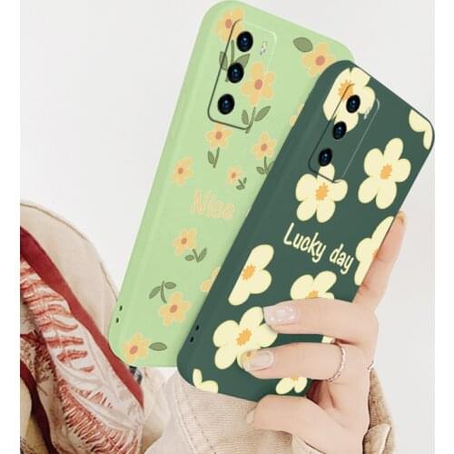 Little Daisy Liquid Silicone Phone Case For Huawei P40 P30 P20 Pro Lite Mate 40 30 20 Pro Lite P Smart 2021 Y7A Soft Back Cover