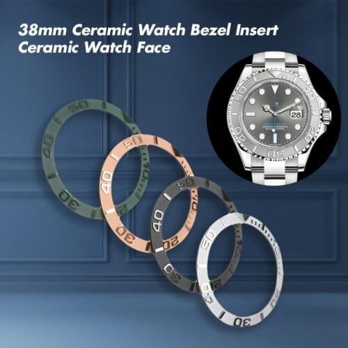 38*30.7mm Diameter Ceramic Watch Bezel Insert For 40mm Mens Watch Face Watches Replace Accessories Round Scale Black Gold Bezel