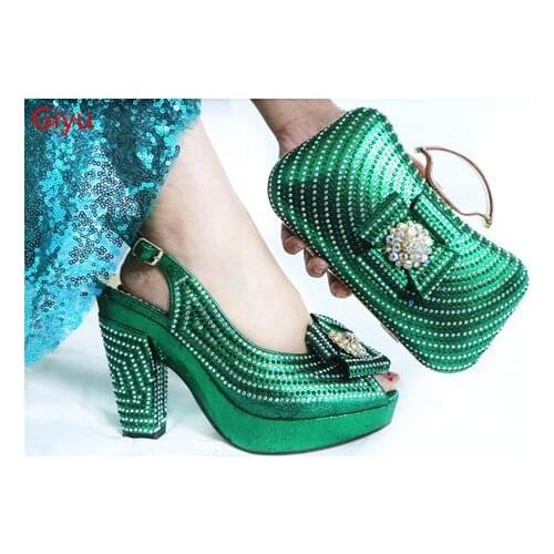 Doershow African Shoes And Bag Matching Set With purple Hot Selling Women Italian Shoes And Bag Set For Party Wedding ! SLP1-26