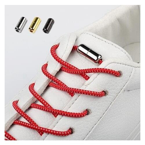 New Reflective Elastic Shoelaces Metal Tip Children Shoelace Round No Tie Shoelaces Convenient Quick Lock Lace Unisex Shoe Laces