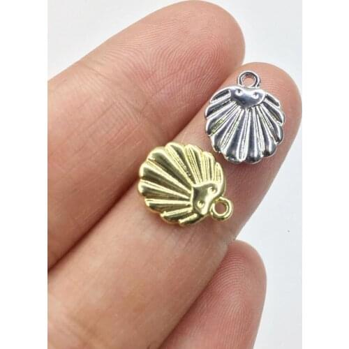 Eruifa 20pcs 10mm Beutiful Shell gold/Silver plated Zinc alloy Charms Pendant Jewelry DIY Necklace Bracelet Earrings 2 colors