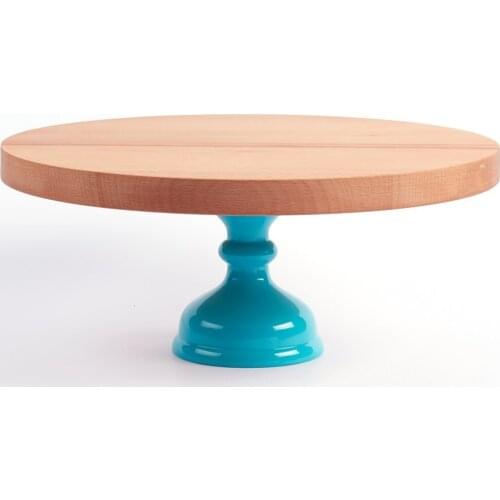 Wooden Pedestal Turquoise Cake Stand 30 cm