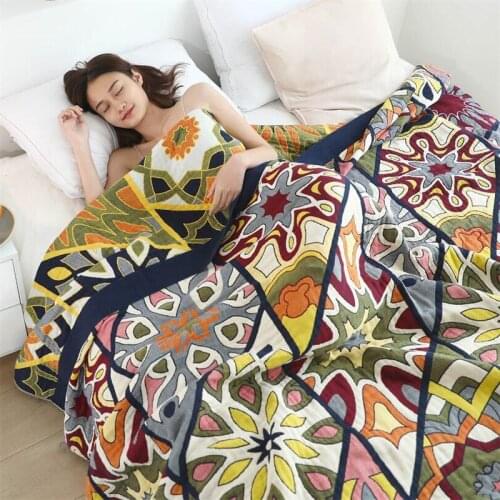 Gauzed Cotton Adult Bedding Blanket Bedspread Summer Sleeping Blanket For Bed Soft Travel Blanket Home Textile 150x200cm