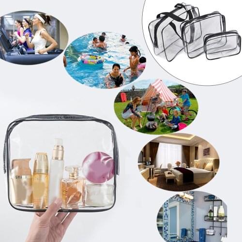 3Pcs Travel Transparent Cosmetic Bag PVC Clear Makeup Bags Beauty Case Make Up Organizer Storage