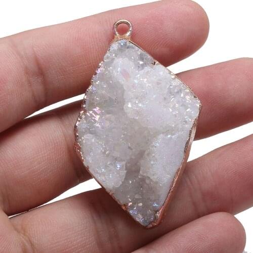 Natural Stone Pendant Irregular Rhombus White Agates Pendant For Jewelry Making Charms DIY Necklace Bracelet Anklet Accessory
