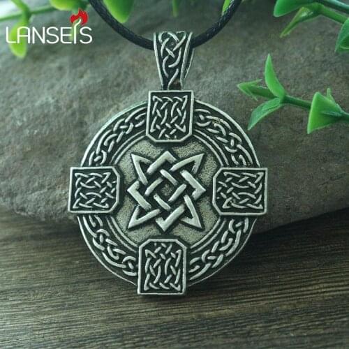 Lanseis 1pcs viking men necklace pendant slavic Ruth Cross pendant small Svarog square talisman pagan jewelry