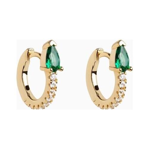 Mini small hoop earring with colorful teardrop cz Gold color minimal delicate women girl gift earrings