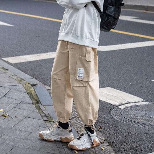 Korean Woman Loose Ankle-Length Man Clothing 2021 Autumn New Cargo Pants Casual Oversize Straight Harem Pants
