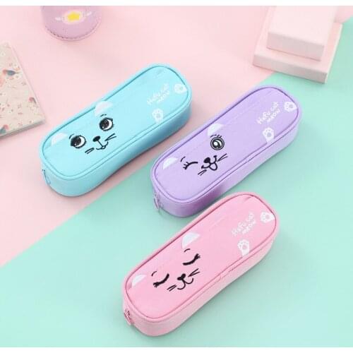 Flexible Cat Pencil Case Fabric Quality School Supplies Stationery Gift School Cute Pencil Box Pencilcase Pencil Bag