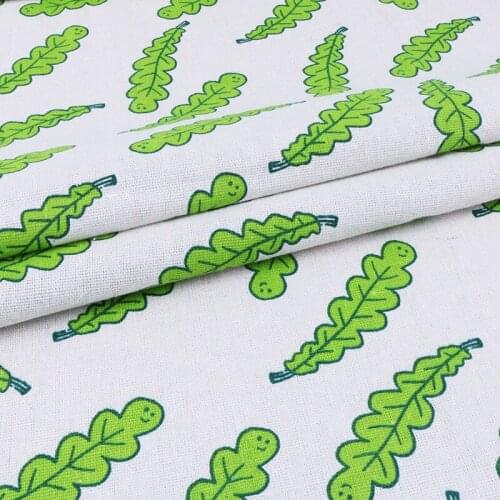 Nanchuang Green Leaf Print Zakka Cotton Linen Fabric For DIY Sewing Sofa Curtain Bag Cushion Furniture Cover Quilting Material