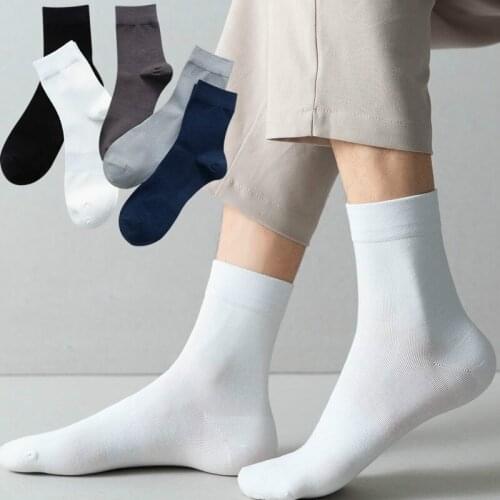 5 Pairs Men Cotton Socks Black Business Men Socks Soft Breathable Summer Winter for Male Crew Socks Plus Size (EU42-48)