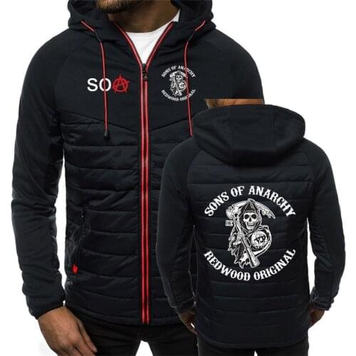 NEW Sons Of Anarchy Hoodies For Man Print Hooded Jackets Zipper Spring Autumn Fashion SAMCRO Padded Men Popular Coats Sport Tops