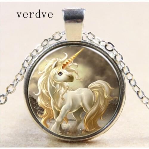 New Horse Pendant Necklace Jewelry Round glass carabiner necklace gift