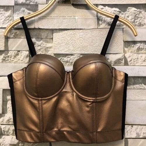 Europe and the United States new sexy pu leather navel ultra-short tube top sling