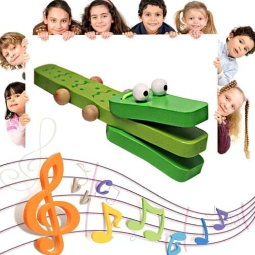 Orff world Crocodile Shape Wooden Castanet Baby Musical Instrument Cartoon Baby Musical Educational Instrument Toy Rattle Toy