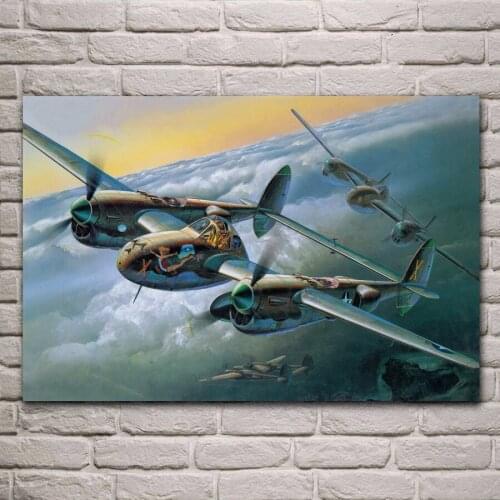 P 38 aircraft retro bomber Lockheed fighter cockpit living room home decor art print wall decoration fabric posters EX584