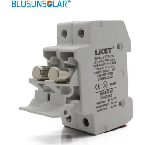 1 set 2P Parallel Fuse Holder 1000V DC Fusible 10x38 gPV, with Fuse Holder for Solar System Protection