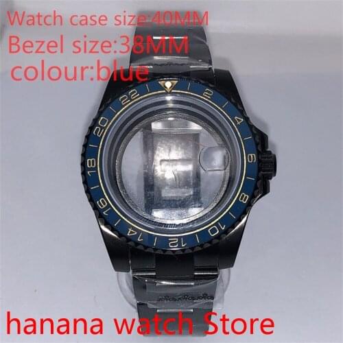 Suitable for NH35 36 Mingzhu2813 Miyata self-winding 40mm transparent black box series, with rotating ceramic blue bezel