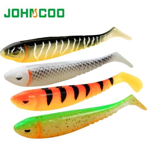 JOHNCOO10pcs 6pcs Soft Bait Crazy Shiner Fishing Lure 75mm 100mm Soft Bait Silicone Bass Pike Minnow Swimbait Plastic Shad Lure