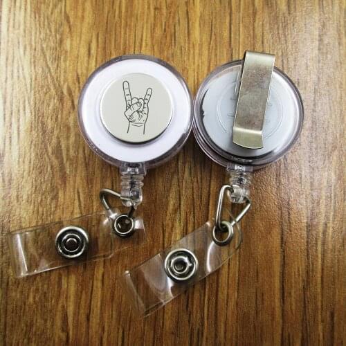 Rocket Ship ID Badge Reel gift for him/her friend family retractable recoil id badge holder work fun