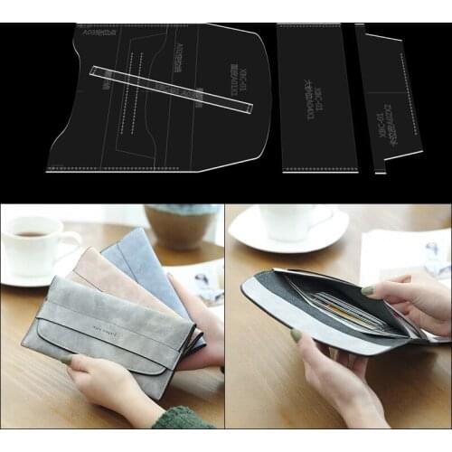 1set Long wallet edition pattern acrylic durable template handmade leather DIY design wallet edition Leather Tool 9.5*19.5*1cm