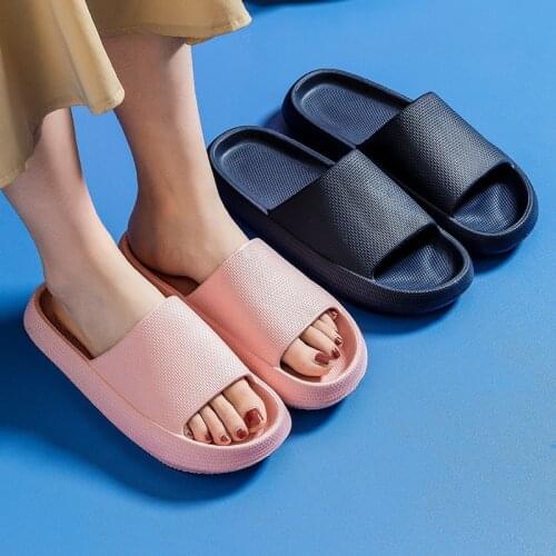 Cool Indoor 4.5CM Thick Heel Simple Non-slip Flip Flops Fashion Bathroom Soft EVA Summer Beach Solid Color Men Women Slippers