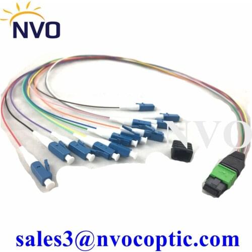 SM,12cores,MPO APC,Female to 12 LC UPC,Fan-out Fiber Pigtail,Low Insertion Loss:0.35dB,0.9mm,50cm Length Pigtail,Type B Polarity