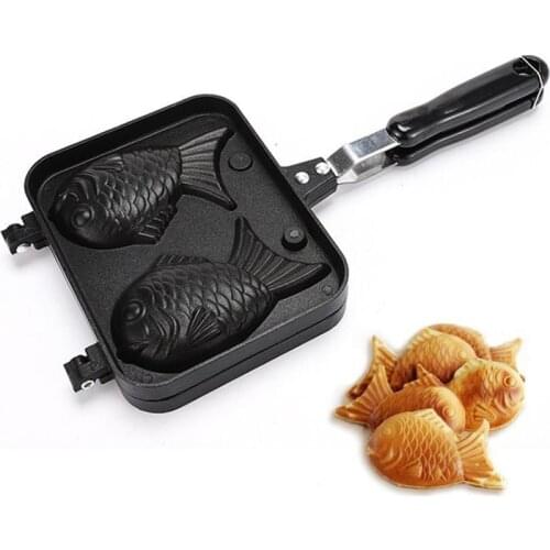 Taiyaki Double Fish Shaped Hot Dessert Waffle Cake Maker Pan Japanese Pancake Double Pan Fry Pan