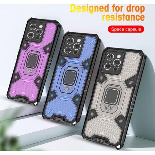 KEYSION ShockProof Case For iPhone 13 Pro Max 12 Mini Magnet Holder Ring Back Cover For iPhone 11 Pro Max XS Max XR X