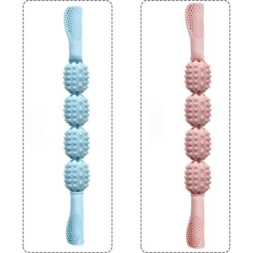 Yoga Exercise Massage Roller Stick Trigger Point 4 Wheel Body Massage Anti Cellulite Slimming Muscle Roller Relieve Stress Relax