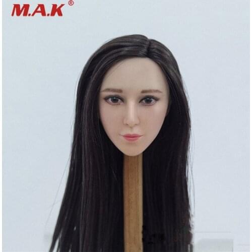 1/6 Asia Beautiful Head Carving Fan Bingbing Head Sculpt Model with Hat for 12 inches Action Figure