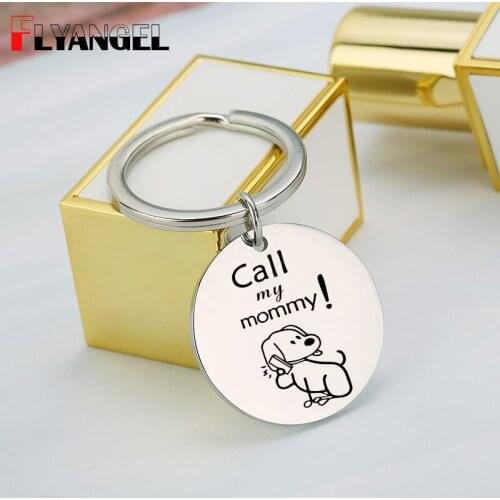 Funny Pet Tag Dog Collar Accessories Engraved Dog Mom/Dad Keychain Gift for Dog Owner
