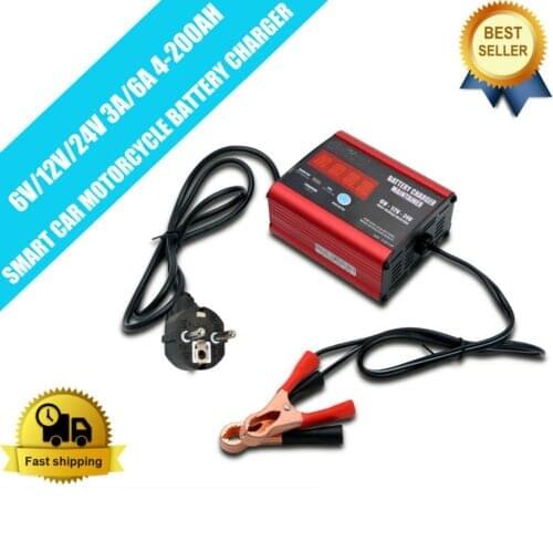 Motorcycle Battery Charger Automatic Intelligent Pulse Repair Type Charger EU Plug 6V/12V/24V