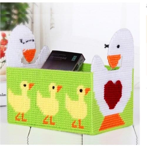 1 set, 5D cross-stitch new living room remote control storage box, new wool embroidered duck tissue box
