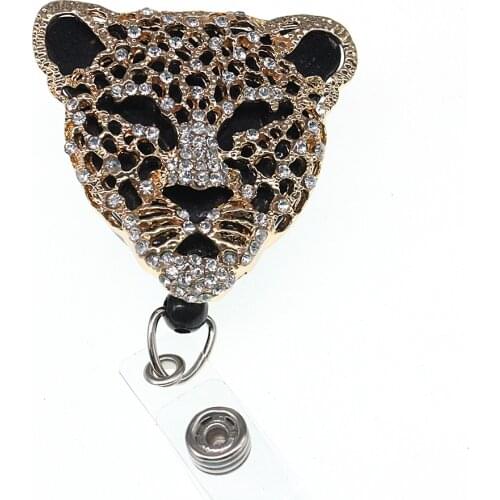 10pcs/lot Free Shipping Golden Cheetah Animals Style For School For Hospital Stethoscope Retractable Badge Reel ID Badge Holder