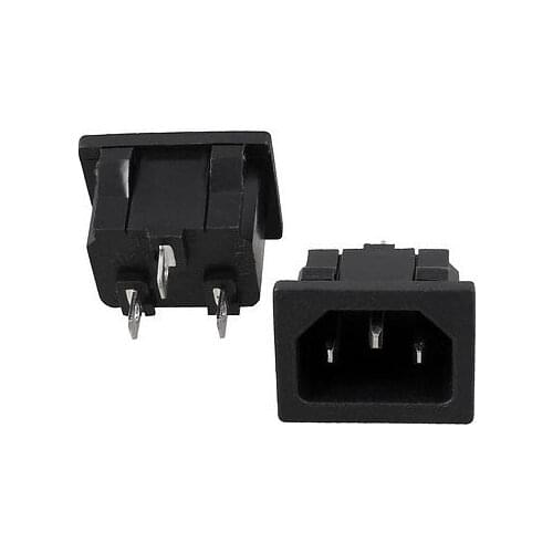 2 Pcs Black 3 Pin IEC320 C14 Plug Power Socket Connector AC 250V 15A