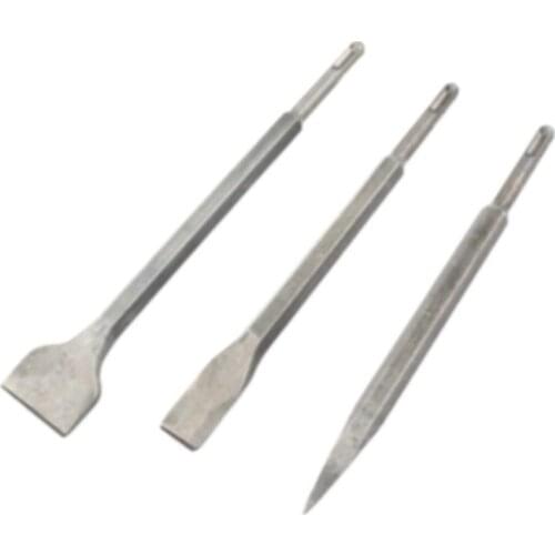 3 Pcs/Set SDS Plus Flat Chisel Point Chisel Bit Impact Drill Hammer Drill Concrete Wall Bit Hand Tool For Electric Hammer Chisel