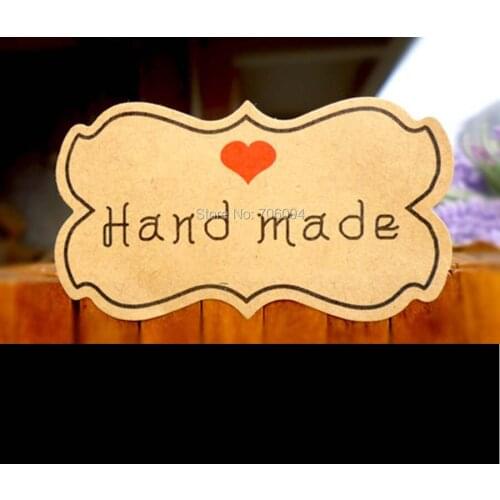 300pcs/lot 3.2*5.9cm "Handmade" Kraft paper sticker sealing sticker baking package cookies cake box decoration custom label