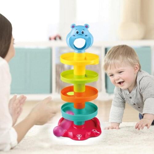 5-Layer DIY Assembly Puzzle Tower with Swirling Ramps Rolling Balls Kids Toy Educational Toys For Children Hand-eye Coordination