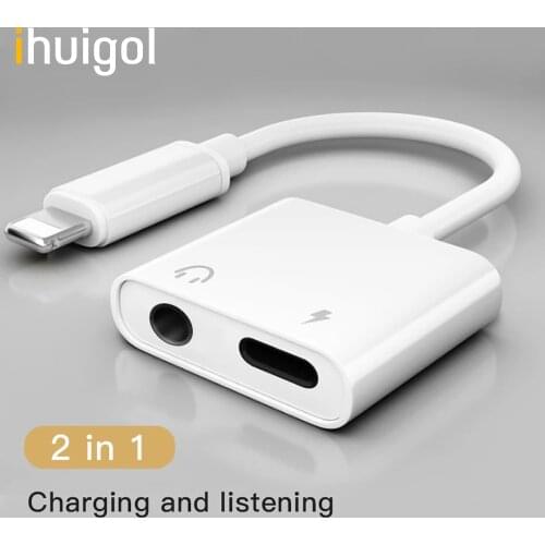 !ACCEZZ 2 in 1 Headphone Adapter For iPhone X 7 8 Plus XS MAX Lighting Adapter 3.5mm Jack Audio Cable Earphone Charging Adapters