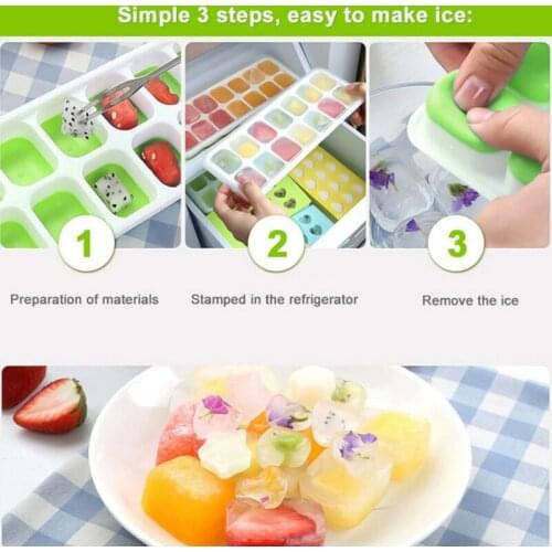 Safety and environmental protection Silicone Trays with Lid for Ices Jelly Maker Mold Whisky Cocktail Ice Cube Tray