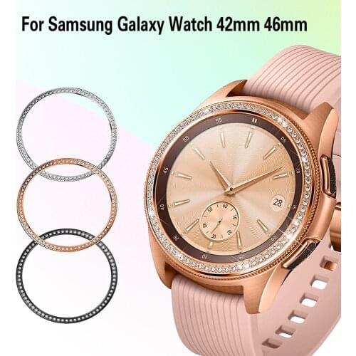 Bling Bezel For Samsung Galaxy Watch 46mm 42mm gear s3 cover Diamond Metal Ring Adhesive Cover Anti watch Accessories s 3 46 mm