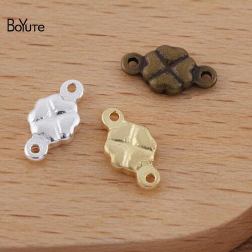 BoYuTe 200Pcs 9*5MM Metal Brass Clover Connector Charms DIY Connectors for Jewelry Making