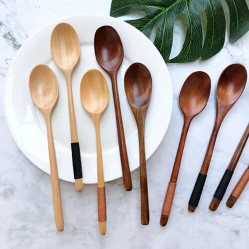 Natural Wooden Soup Teaspoon Catering Kids Spoon Kitchenware For Rice Soup Kitchen Cooking Utensil Tool Spoon Tea Tableware