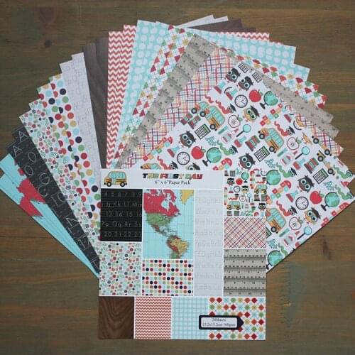 DIY Photo Album First Day Decorative Scrapbooking Papers Crafts Art Card 6" Single Side Printed 24 Sheets /Set