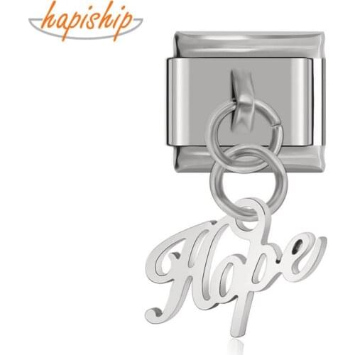 Hapiship 2019 Original Daisy Cutting Polishing Letter Hope Italian Charm Fit 9mm Bracelet Stainless Steel Jewelry Making DJ150